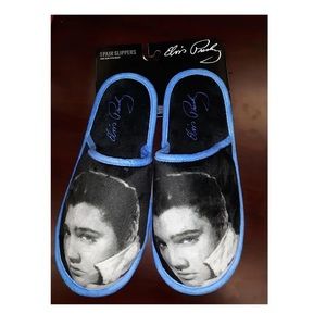 NWT Elvis Presley blue black bedroom slippers house shoes